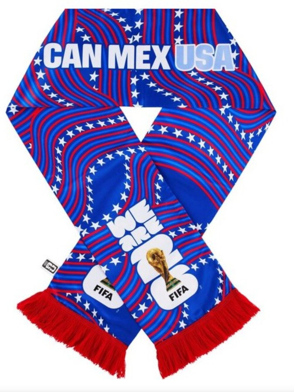 NWT 2026 FIFA World Cup Red White Blue Stars Scarf CANMEXUSA